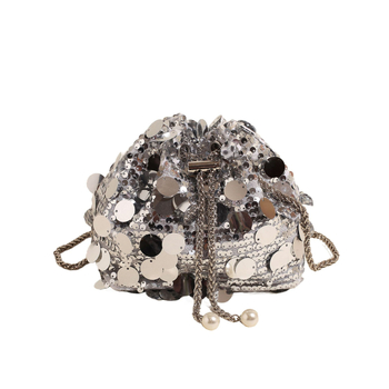 Ženska torbica s šljokicama, bucket bag, mala, večernja torbica, s remenom preko ramena ili crossbody