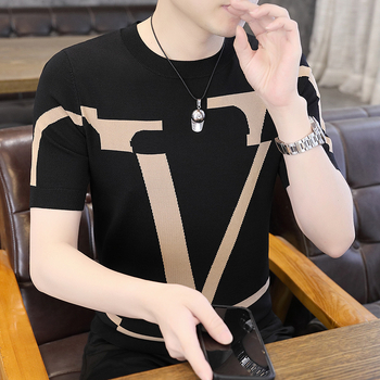 Ανδρικό κοντομάνικο T‑shirt από ice silk, ανάλαφρο και διαπνέον, πλεκτό ύφασμα, στρογγυλός λαιμός, καλοκαιρινό casual