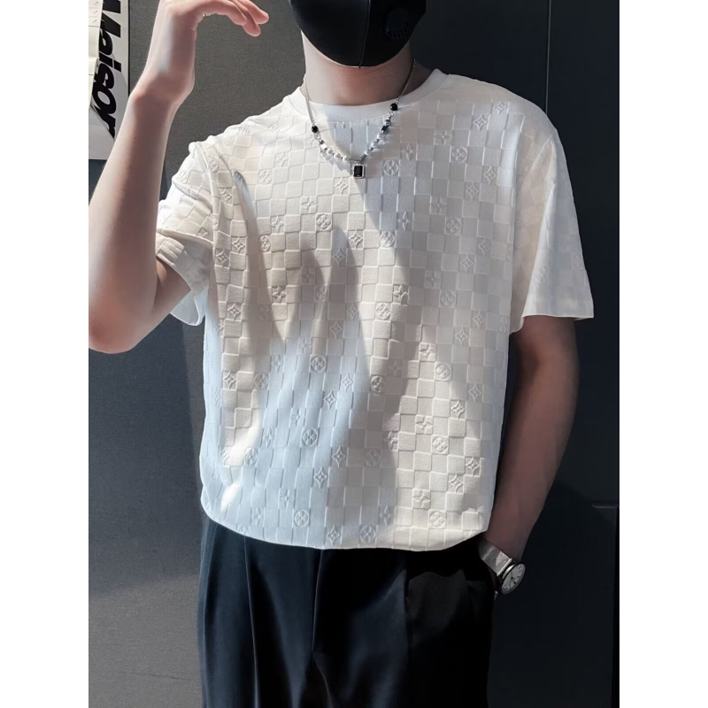 Ανδρικό κοντομάνικο T‑shirt από ice silk, ελαφρύ για καλοκαίρι, δροσιστικό και γρήγορο στέγνωμα, βρετανικού business casual στυλ