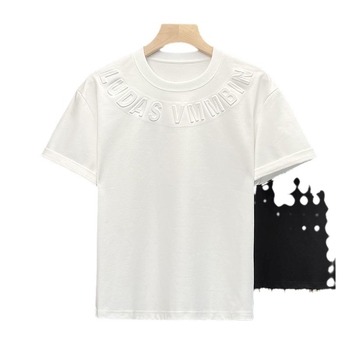 Ανδρική κοντομάνικη T-shirt από Ice Silk, μονόχρωμη, με ανάγλυφα γράμματα, χαλαρή γραμμή, στρογγυλός λαιμός, βασικό τοπ