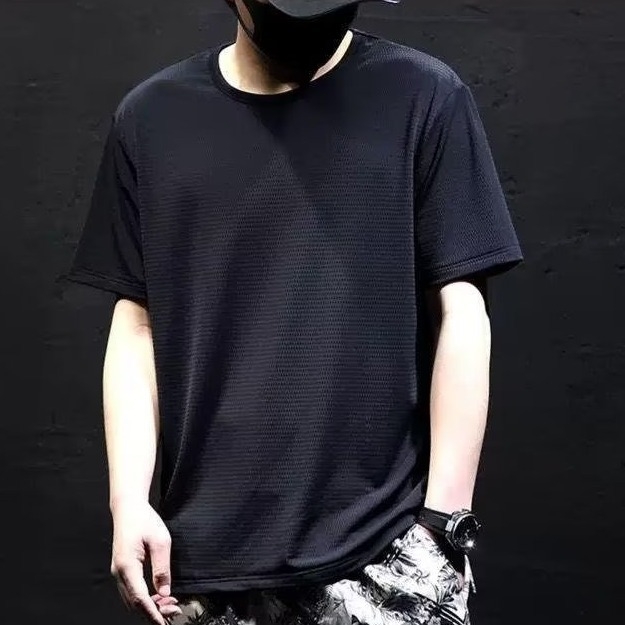 Ανδρικό καλοκαιρινό T‑shirt με Ice Mesh, διαπνέον, γρήγορο στέγνωμα, άνετη γραμμή, casual αθλητικό T‑shirt