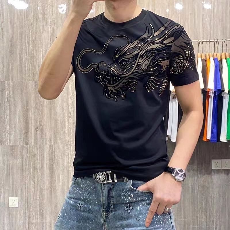 Muška majica kratkih rukava s motibom zmaja, kineskog stila, ljetna moda, slim fit