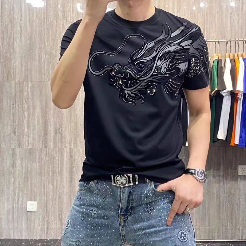 Muška majica kratkih rukava s motibom zmaja, kineskog stila, ljetna moda, slim fit