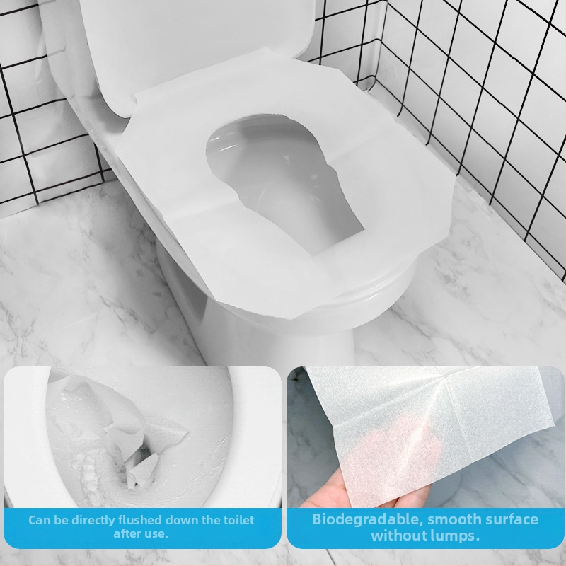 Jednokratne navlake za sjedište WC-a, crno-bijele, topljive u vodi, veličina 360×425 mm, sirovina drvena celuloza, paket 250 komada, za hotele i zrakoplovstvo