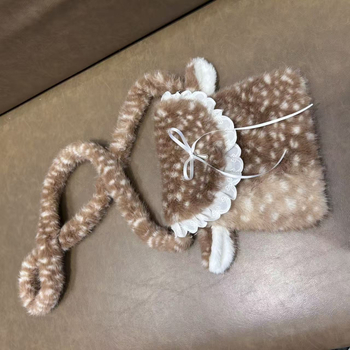 Zimska ženska crossbody torba od pliša s jelena motivom, japanskog stila, mala veličina, dizajn u korejskom stilu