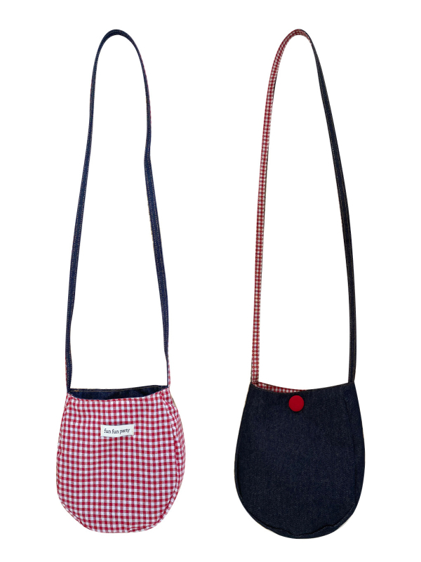 Slatka torba od denima, jajolikog oblika, crossbody za žene, japanski karirani uzorak, dvostrana