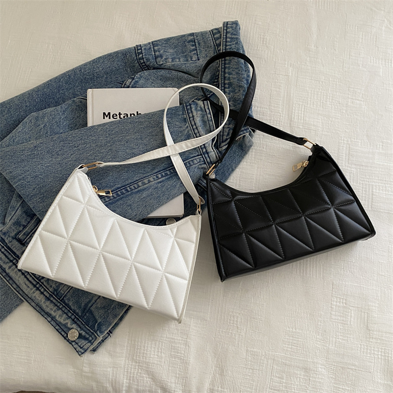 Nova modna torbica za rame, jednobojna, luksuzna ženska crossbody torbica, mala torbica s kariranim uzorkom