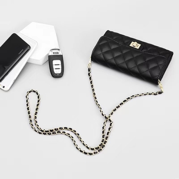 Ženska crossbody torba od prave kože ovčje, dugački novčanik, velika kapacitet, klasičan romboidni šav