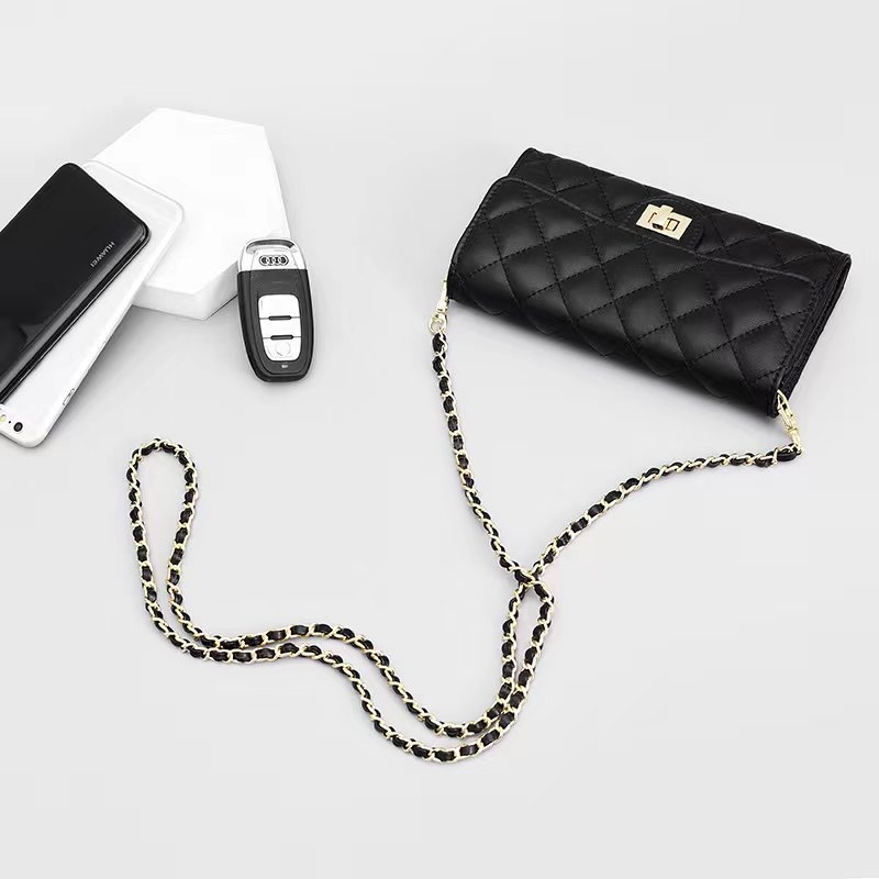 Ženska crossbody torba od prave kože ovčje, dugački novčanik, velika kapacitet, klasičan romboidni šav