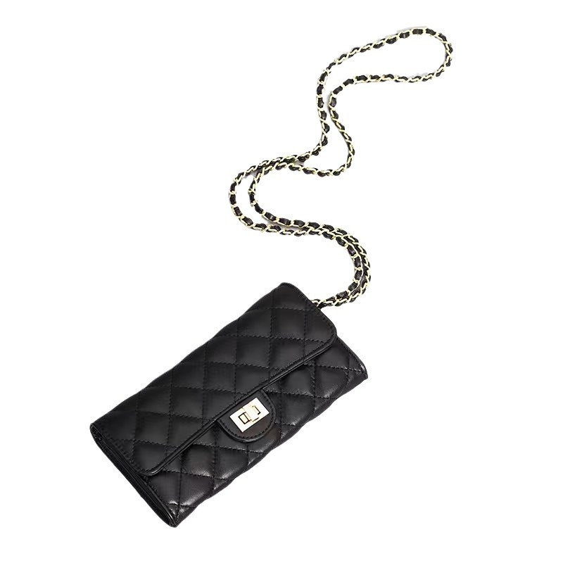 Ženska crossbody torba od prave kože ovčje, dugački novčanik, velika kapacitet, klasičan romboidni šav
