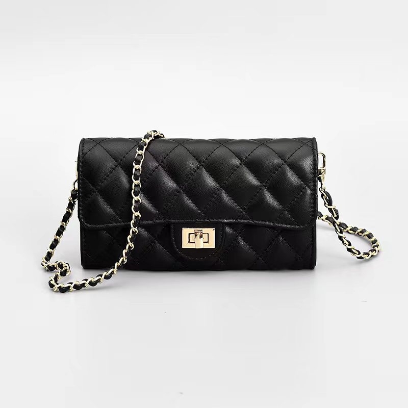 Ženska crossbody torba od prave kože ovčje, dugački novčanik, velika kapacitet, klasičan romboidni šav