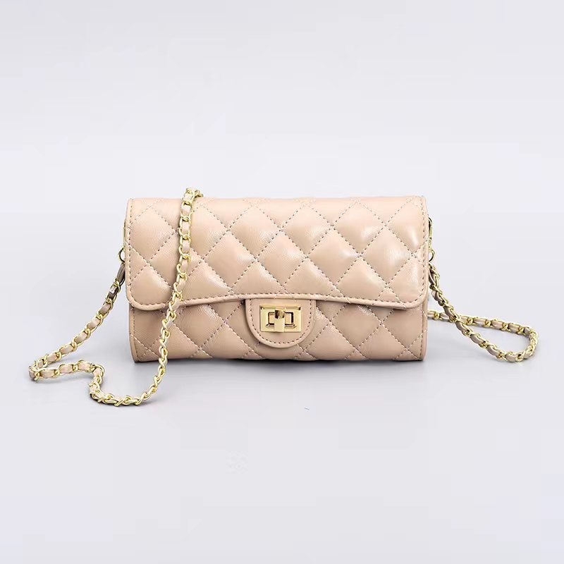 Ženska crossbody torba od prave kože ovčje, dugački novčanik, velika kapacitet, klasičan romboidni šav