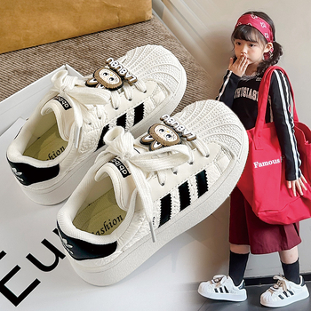 Dječje tenisice s shell-toe, bijele, gornji dio od sintetičke kože, mekana potplat, casual sportske tenisice, s Velcro zatvaračem, 2026