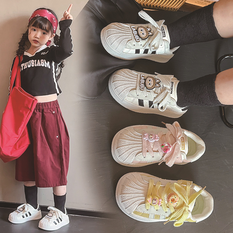 Dječje tenisice s shell-toe, bijele, gornji dio od sintetičke kože, mekana potplat, casual sportske tenisice, s Velcro zatvaračem, 2026