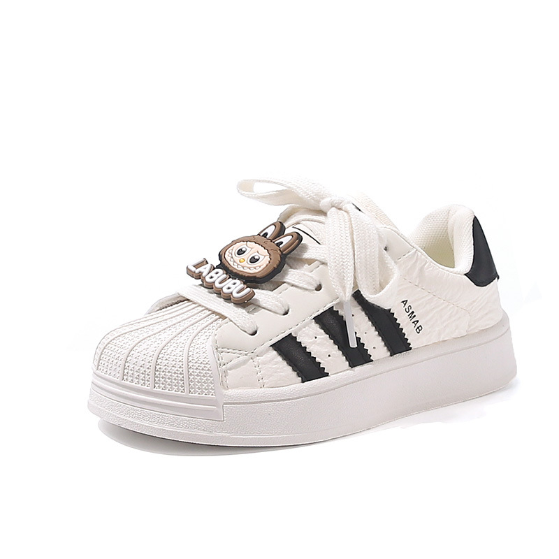Dječje tenisice s shell-toe, bijele, gornji dio od sintetičke kože, mekana potplat, casual sportske tenisice, s Velcro zatvaračem, 2026