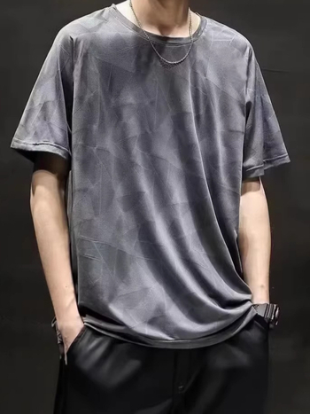 Αντρικό T‑shirt με κοντά μανίκια, premium ελαφρύ δίκτυο, διαπνέον μονόχρωμο casual top με Ice Silk γρήγορο στέγνωμα