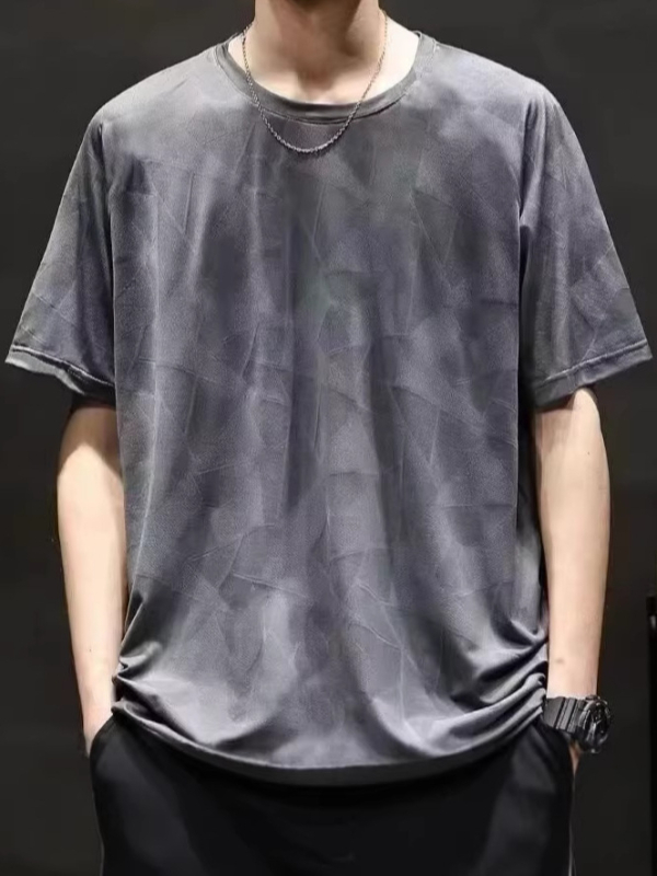Αντρικό T‑shirt με κοντά μανίκια, premium ελαφρύ δίκτυο, διαπνέον μονόχρωμο casual top με Ice Silk γρήγορο στέγνωμα