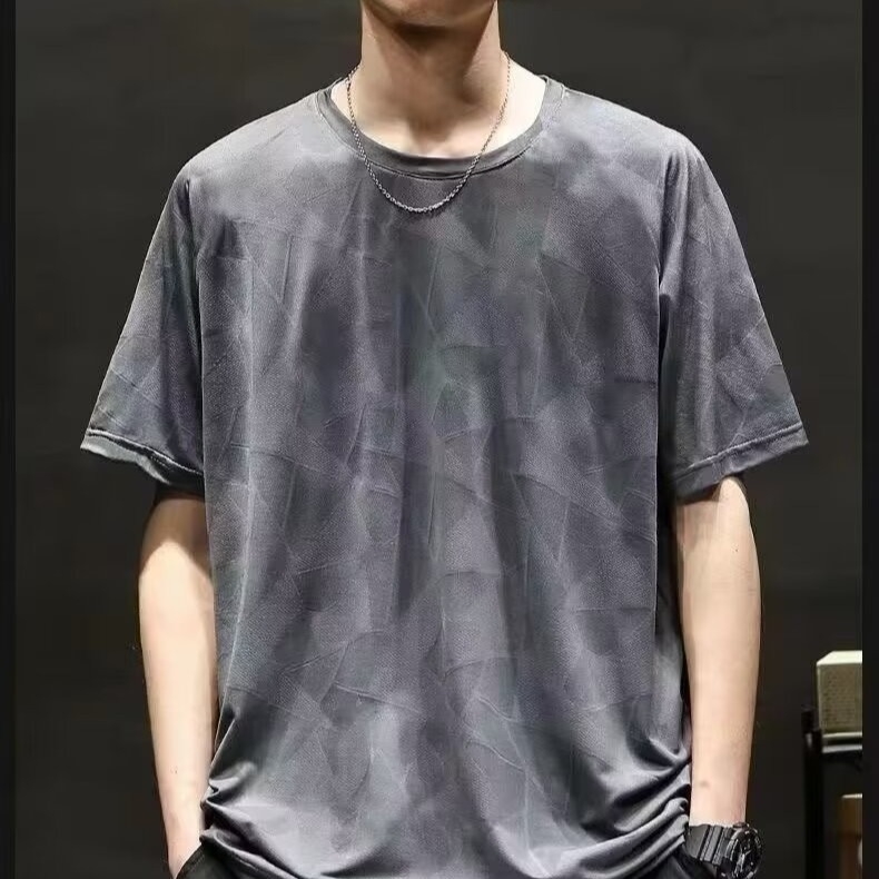 Αντρικό T‑shirt με κοντά μανίκια, premium ελαφρύ δίκτυο, διαπνέον μονόχρωμο casual top με Ice Silk γρήγορο στέγνωμα