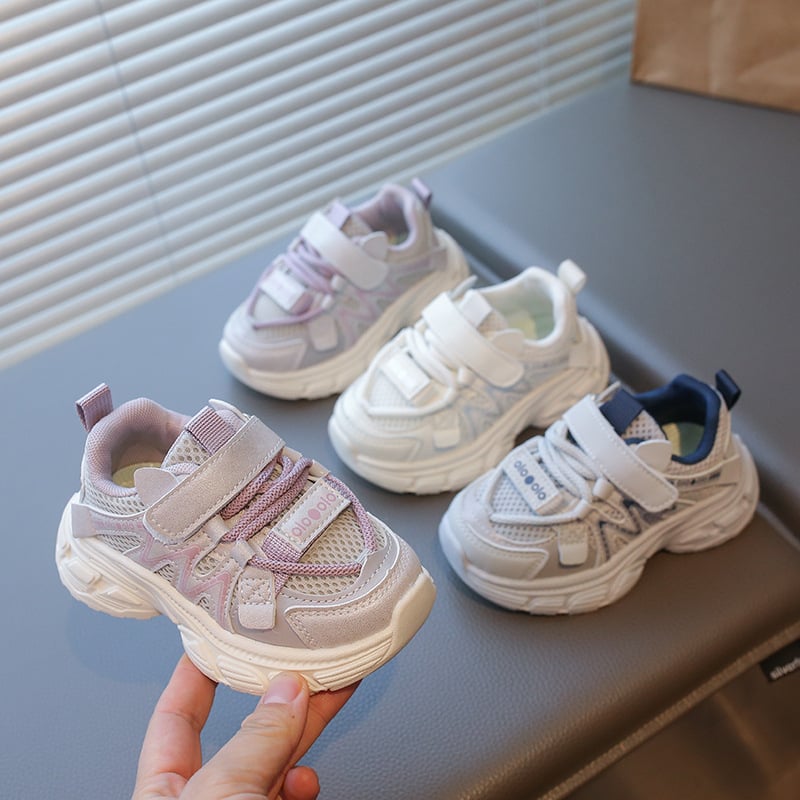 Proljetne dječje tenisice 2026, prozračan dvostruki mrežasti gornji dio, unisex, anti-slip mekana potplat, Velcro zatvarač