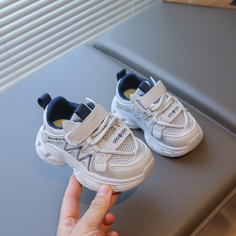 Proljetne dječje tenisice 2026, prozračan dvostruki mrežasti gornji dio, unisex, anti-slip mekana potplat, Velcro zatvarač