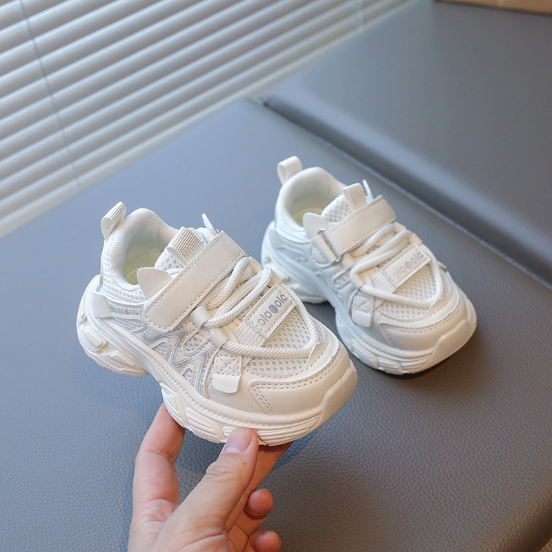 Proljetne dječje tenisice 2026, prozračan dvostruki mrežasti gornji dio, unisex, anti-slip mekana potplat, Velcro zatvarač
