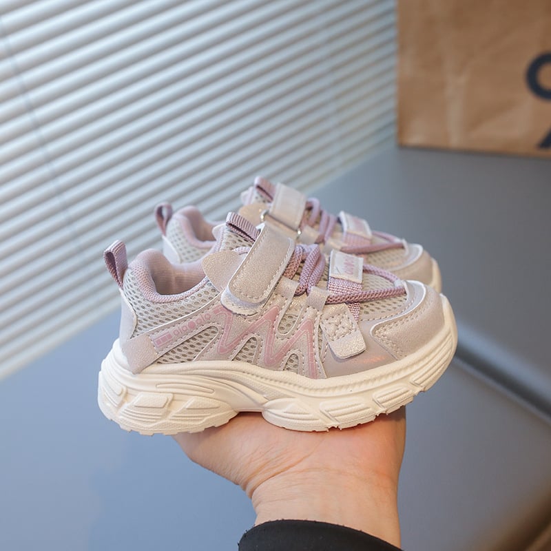 Proljetne dječje tenisice 2026, prozračan dvostruki mrežasti gornji dio, unisex, anti-slip mekana potplat, Velcro zatvarač