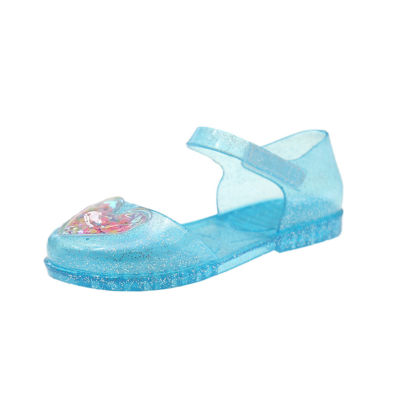Dječje sandale za djevojčice s kristalima, princes stil, uzorak životinjskog motiva, zatvarač na Velcro, ravna potplata