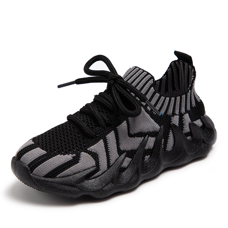 Παιδικά αθλητικά παπούτσια με fly-knit επάνω μέρος, κορδόνια, ελαφριά μαλακή σόλα Jelly, σχέδιο Octopus
