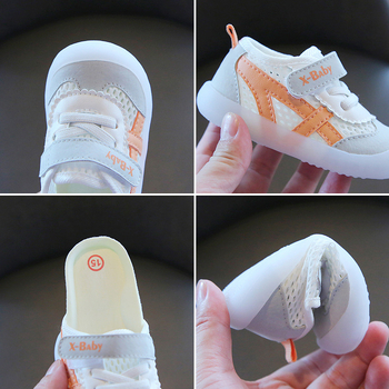 Prozračne mrežaste cipele za bebe i djecu od 1-3 godina, bijele unisex tenisice za hodanje s mekom gel-potplatom i Velcro kopčom
