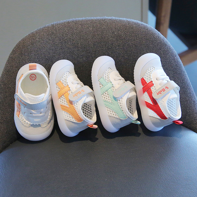 Prozračne mrežaste cipele za bebe i djecu od 1-3 godina, bijele unisex tenisice za hodanje s mekom gel-potplatom i Velcro kopčom