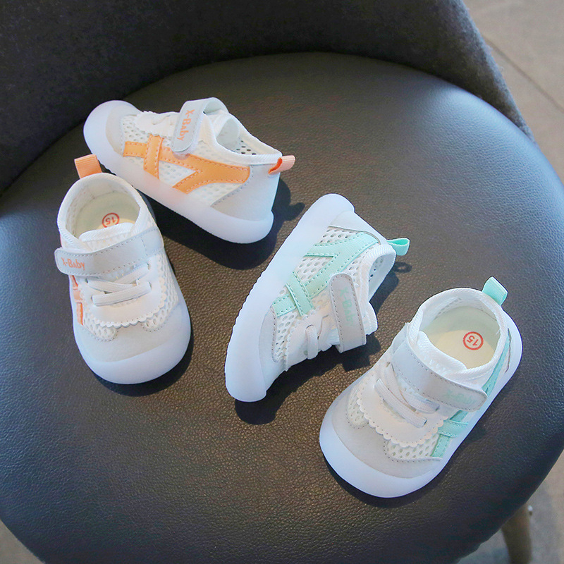 Prozračne mrežaste cipele za bebe i djecu od 1-3 godina, bijele unisex tenisice za hodanje s mekom gel-potplatom i Velcro kopčom