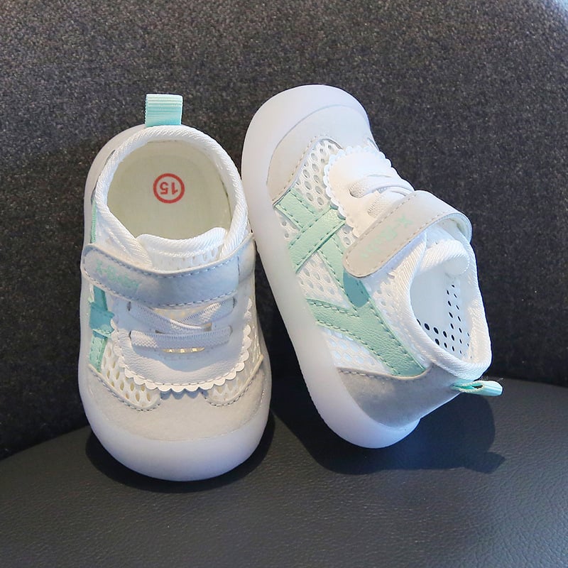 Prozračne mrežaste cipele za bebe i djecu od 1-3 godina, bijele unisex tenisice za hodanje s mekom gel-potplatom i Velcro kopčom