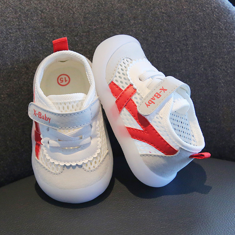 Prozračne mrežaste cipele za bebe i djecu od 1-3 godina, bijele unisex tenisice za hodanje s mekom gel-potplatom i Velcro kopčom