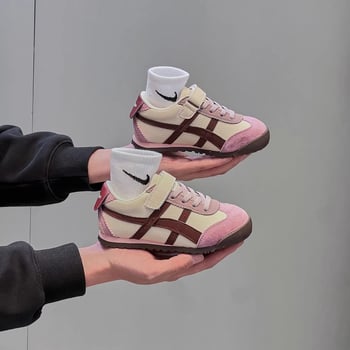 Dječje tenisice od prave kože sa Velcro kopčom, proljeće 2026, unisex, korejskog stila casual sportske tenisice, gumeni potplat protiv klizanja