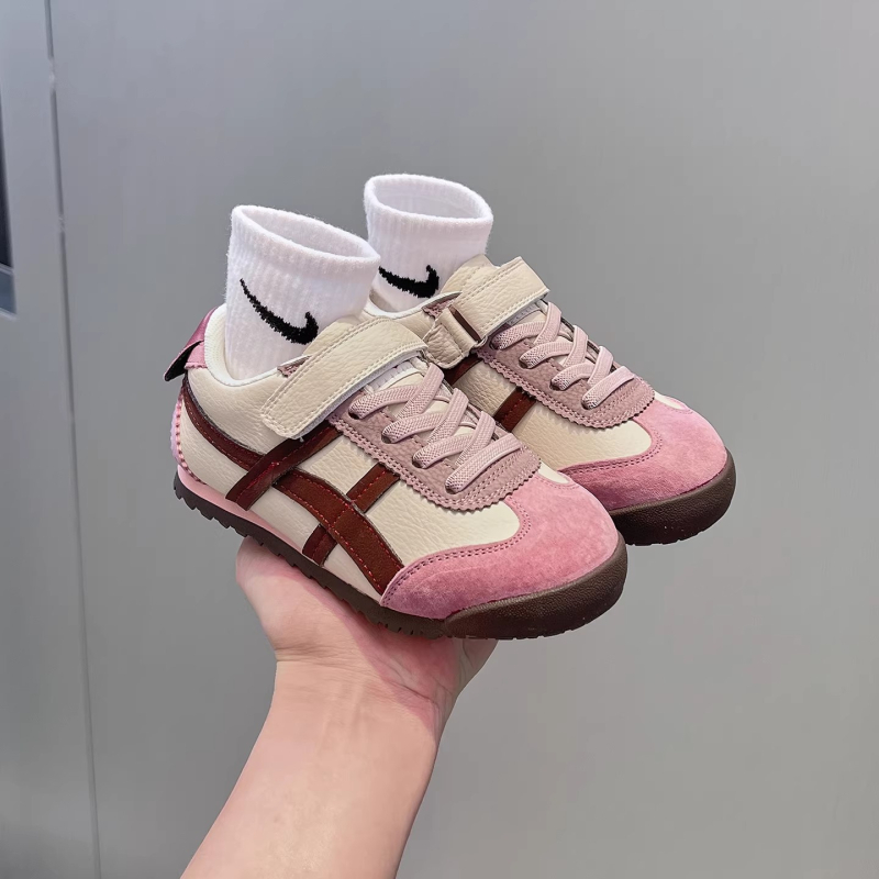 Dječje tenisice od prave kože sa Velcro kopčom, proljeće 2026, unisex, korejskog stila casual sportske tenisice, gumeni potplat protiv klizanja