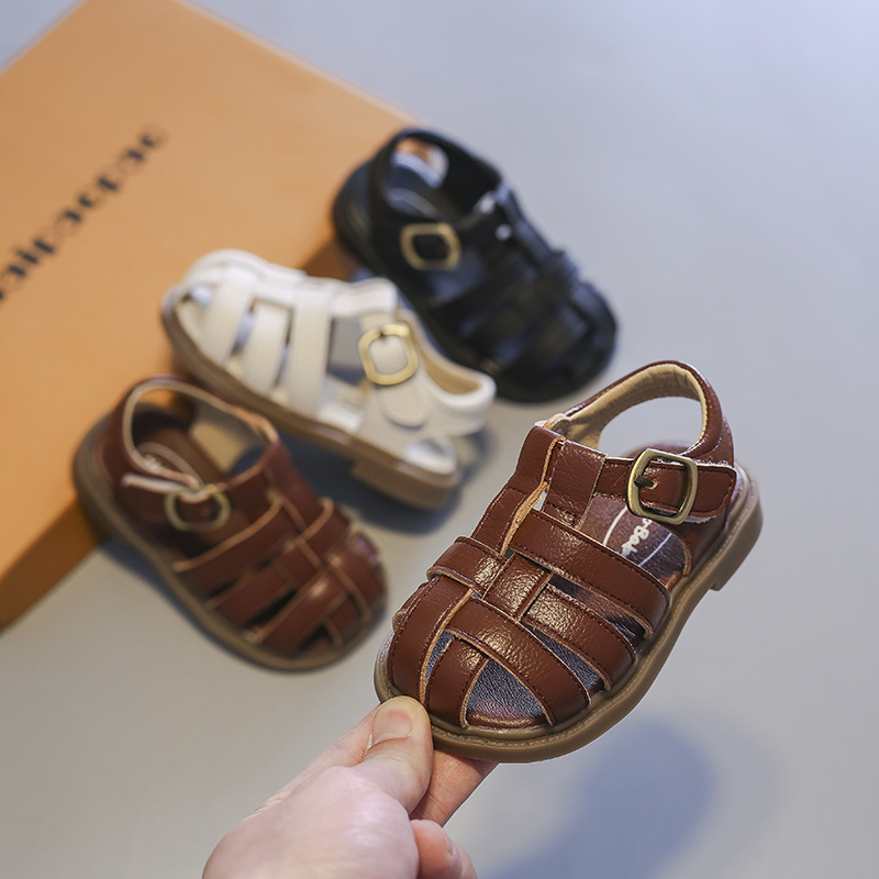 Sandale s Velcro za djecu 1–3 godine, ljeto, korejski stil, mekana podloga, protuklizne, zatvoren vrh, plažne cipele
