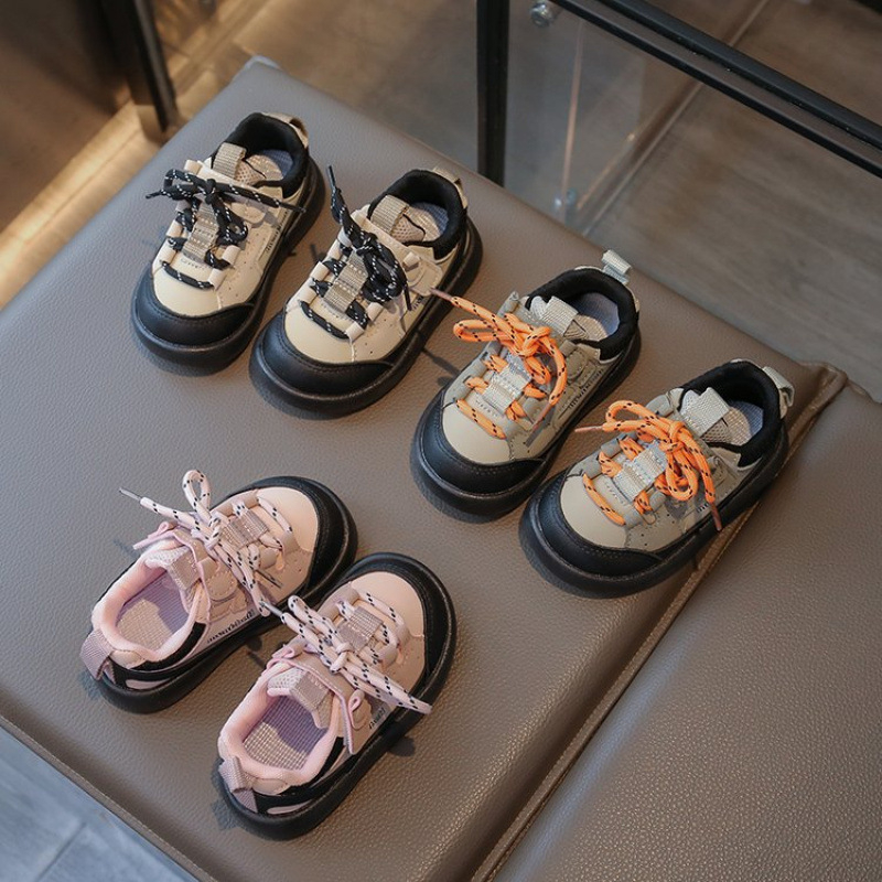 Unisex dječje tenisice za trčanje s prugastim uzorkom, gornji dio od umjetne kože, Velcro zatvarač