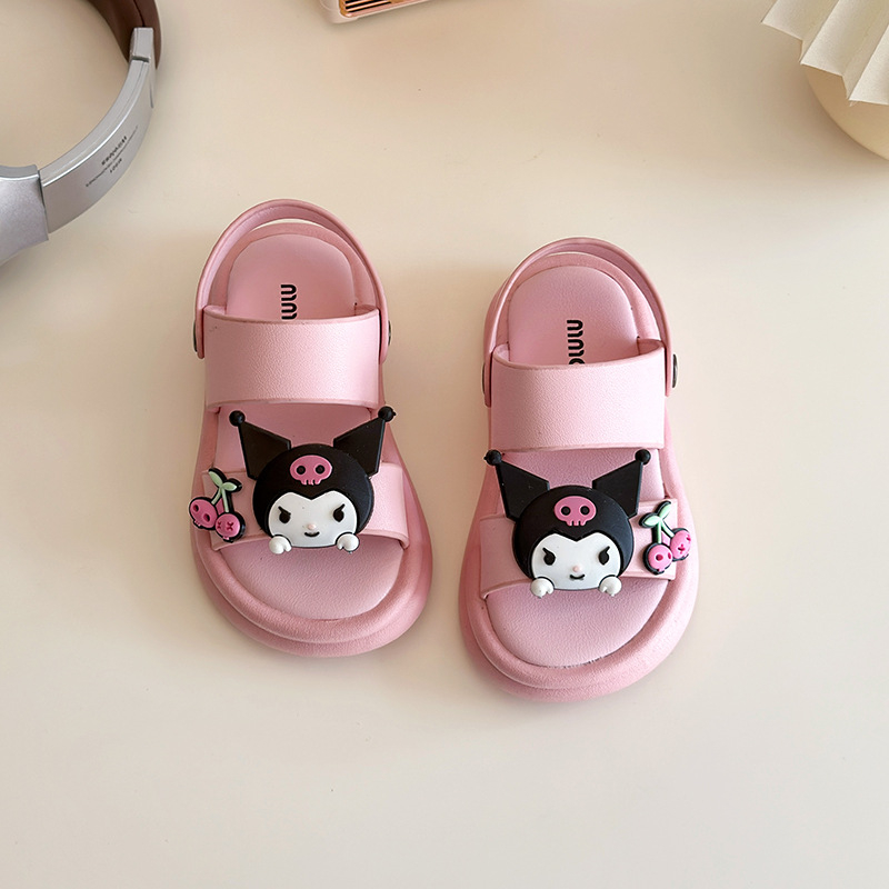 Dječje slip-on sandale za djevojčice, ljeto 2026, dizajn s karikaturom, dječje plaža sandale, PU gornji dio, TPR đon, korejski stil