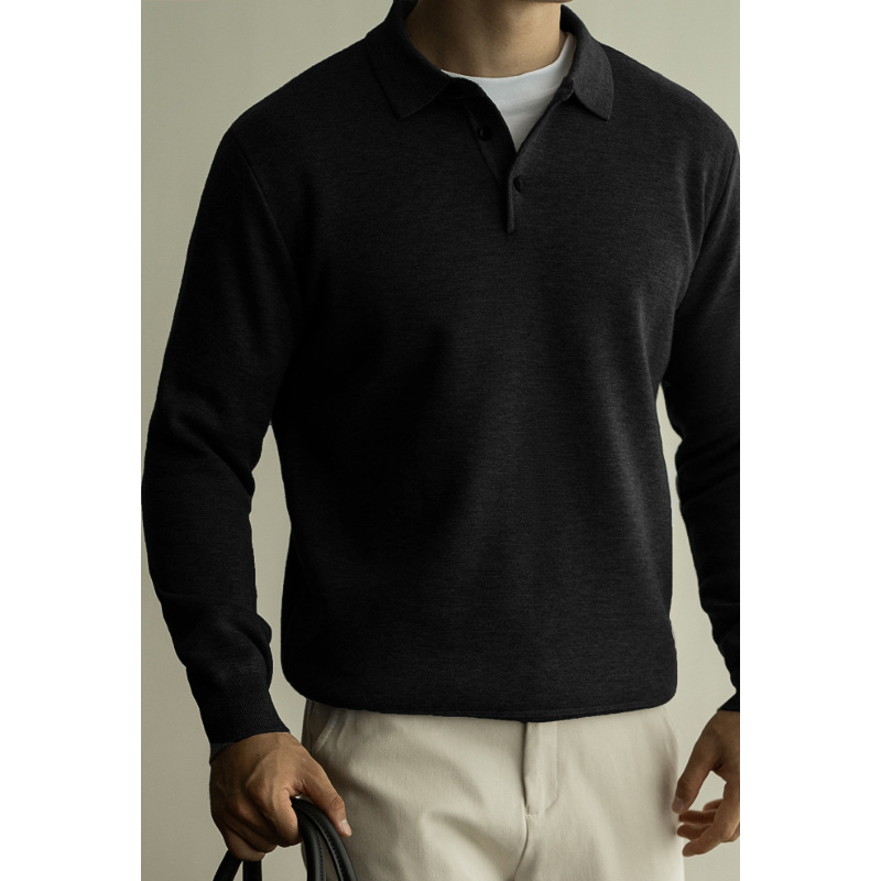 SONGNAN muška polo majica s jednofarbnom fleksem unutarnjom oblogom, slim fit, dugi rukav, lagani poslovni casual stil za jesen-zimu 2024