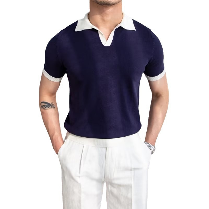 Muška polo majica kratkih rukava, jednobojna, japanski stil s modernim printom, ljeto 2025