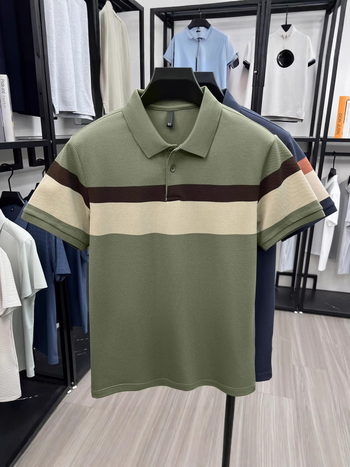 2026 novo ljetno muško polo s prugama, kratkim rukavima, elegantan poslovni stil s klasičnim ovratnikom