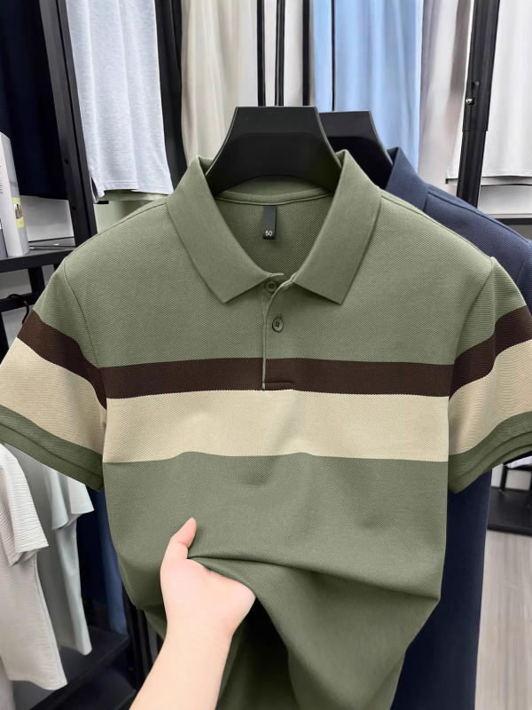 2026 novo ljetno muško polo s prugama, kratkim rukavima, elegantan poslovni stil s klasičnim ovratnikom