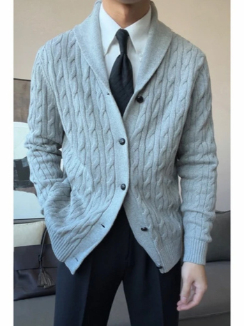 Ruishen Apparel Αντρικό πουλόβερ φθινοπωρινό-χειμερινό σε στυλ Old Money, κομψή πέτο με γωνία, άνετη γραμμή, ζεστό για επιχειρήσεις και καθημερινή χρήση