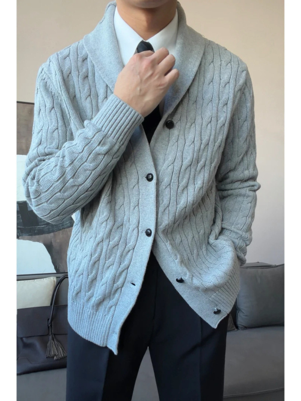 Ruishen Apparel Αντρικό πουλόβερ φθινοπωρινό-χειμερινό σε στυλ Old Money, κομψή πέτο με γωνία, άνετη γραμμή, ζεστό για επιχειρήσεις και καθημερινή χρήση
