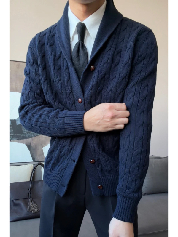 Ruishen Apparel Αντρικό πουλόβερ φθινοπωρινό-χειμερινό σε στυλ Old Money, κομψή πέτο με γωνία, άνετη γραμμή, ζεστό για επιχειρήσεις και καθημερινή χρήση