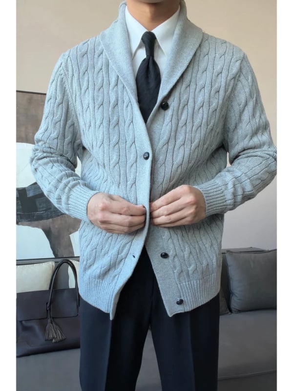Ruishen Apparel Αντρικό πουλόβερ φθινοπωρινό-χειμερινό σε στυλ Old Money, κομψή πέτο με γωνία, άνετη γραμμή, ζεστό για επιχειρήσεις και καθημερινή χρήση