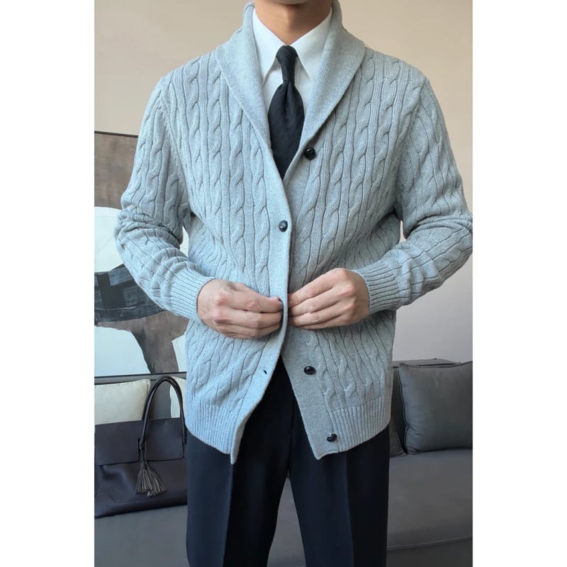 Ruishen Apparel Αντρικό πουλόβερ φθινοπωρινό-χειμερινό σε στυλ Old Money, κομψή πέτο με γωνία, άνετη γραμμή, ζεστό για επιχειρήσεις και καθημερινή χρήση