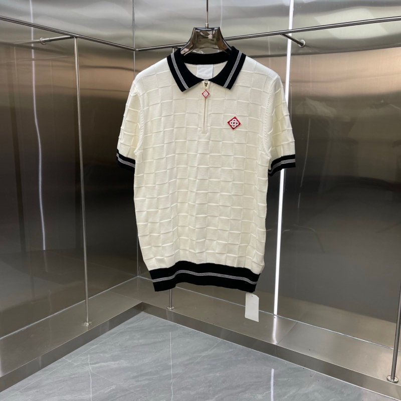 Muška pletena polo s zipom i ovratnikom, kratkih rukava, proljeće/ljeto, unisex stil