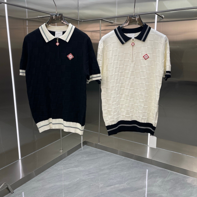 Muška pletena polo s zipom i ovratnikom, kratkih rukava, proljeće/ljeto, unisex stil