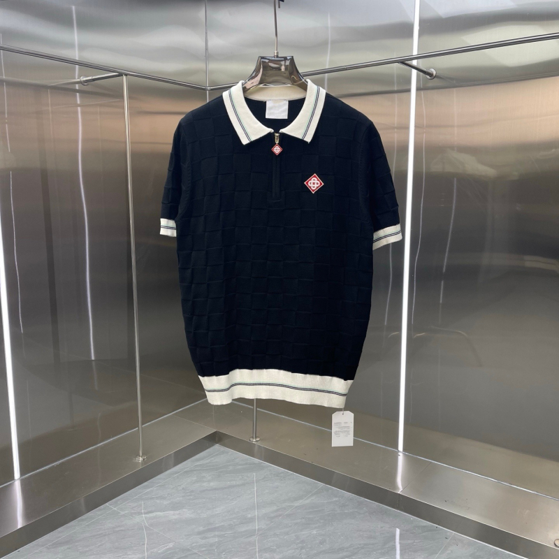 Muška pletena polo s zipom i ovratnikom, kratkih rukava, proljeće/ljeto, unisex stil